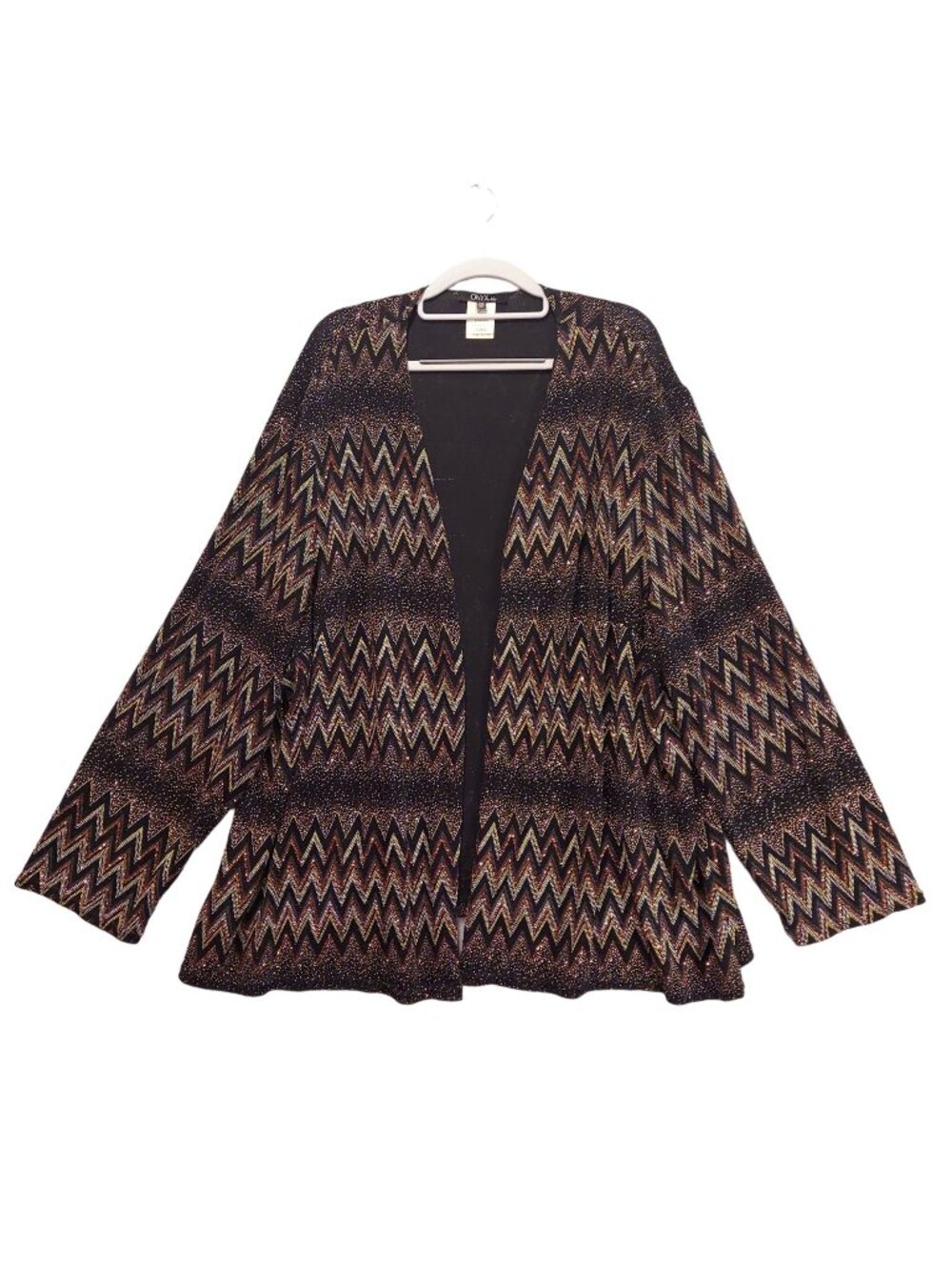 onyx nite cardigan womens 4x Formal black glitzy bronze gold silver open Party